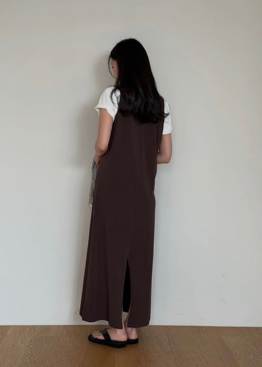 Back vented long dress