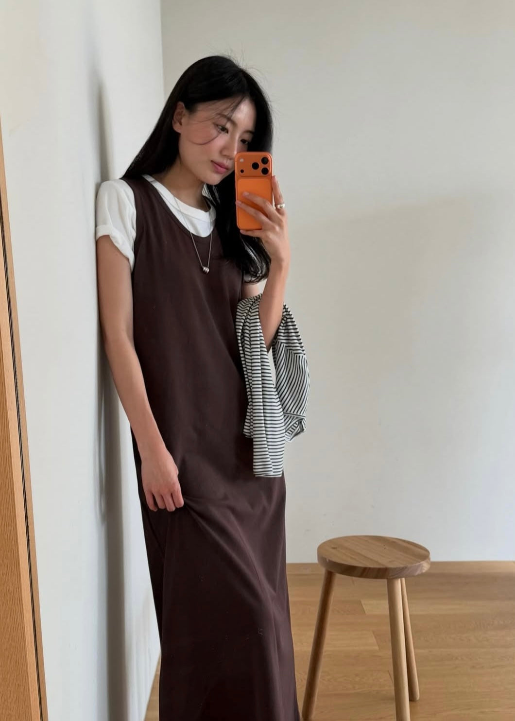 Back vented long dress