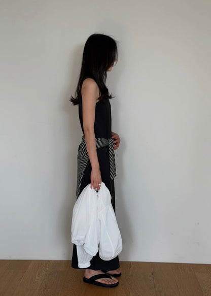 Back vented long dress