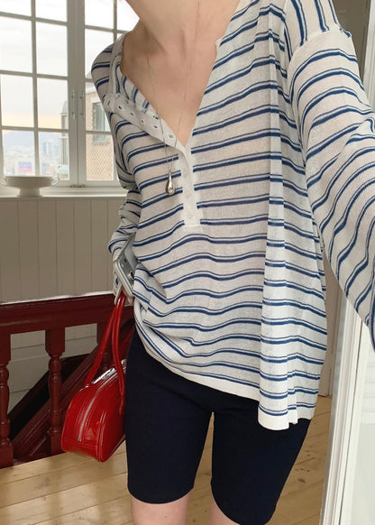 Borders knit henry tee