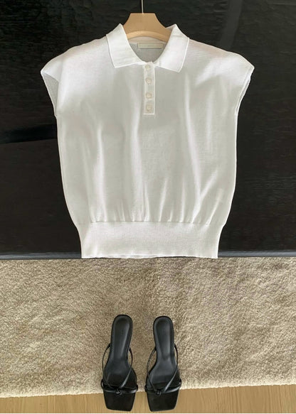 Mini sleeve knit polo