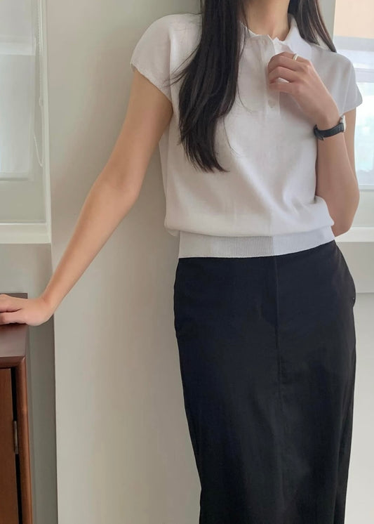Mini sleeve knit polo