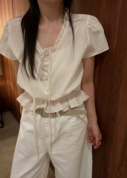 Ruffle ribbon blouse