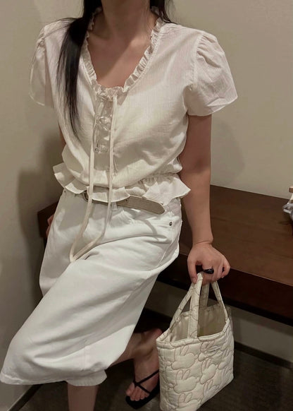 Ruffle ribbon blouse
