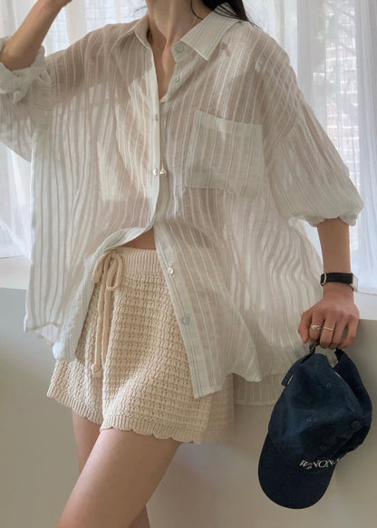 Wave edge knit shorts