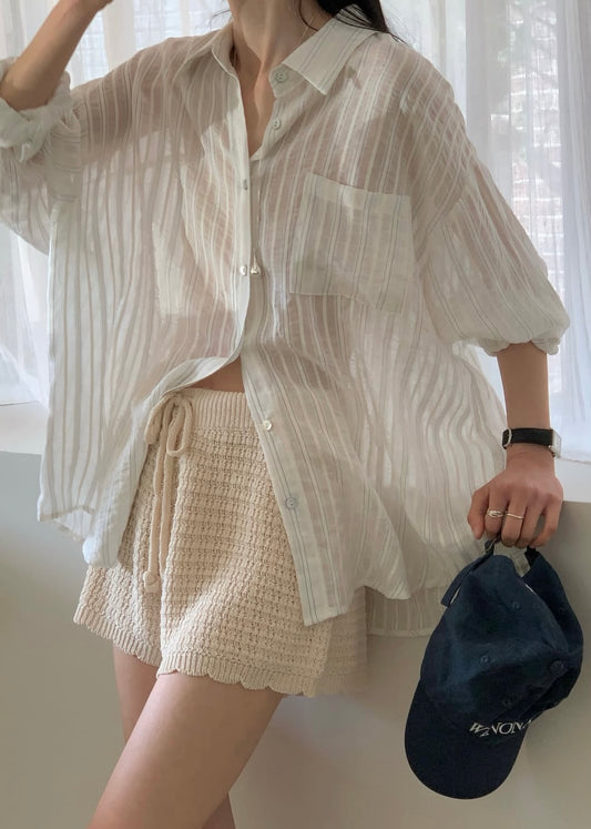 Wave edge knit shorts