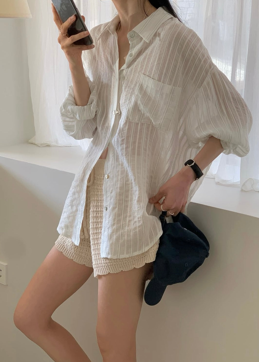 Wave edge knit shorts