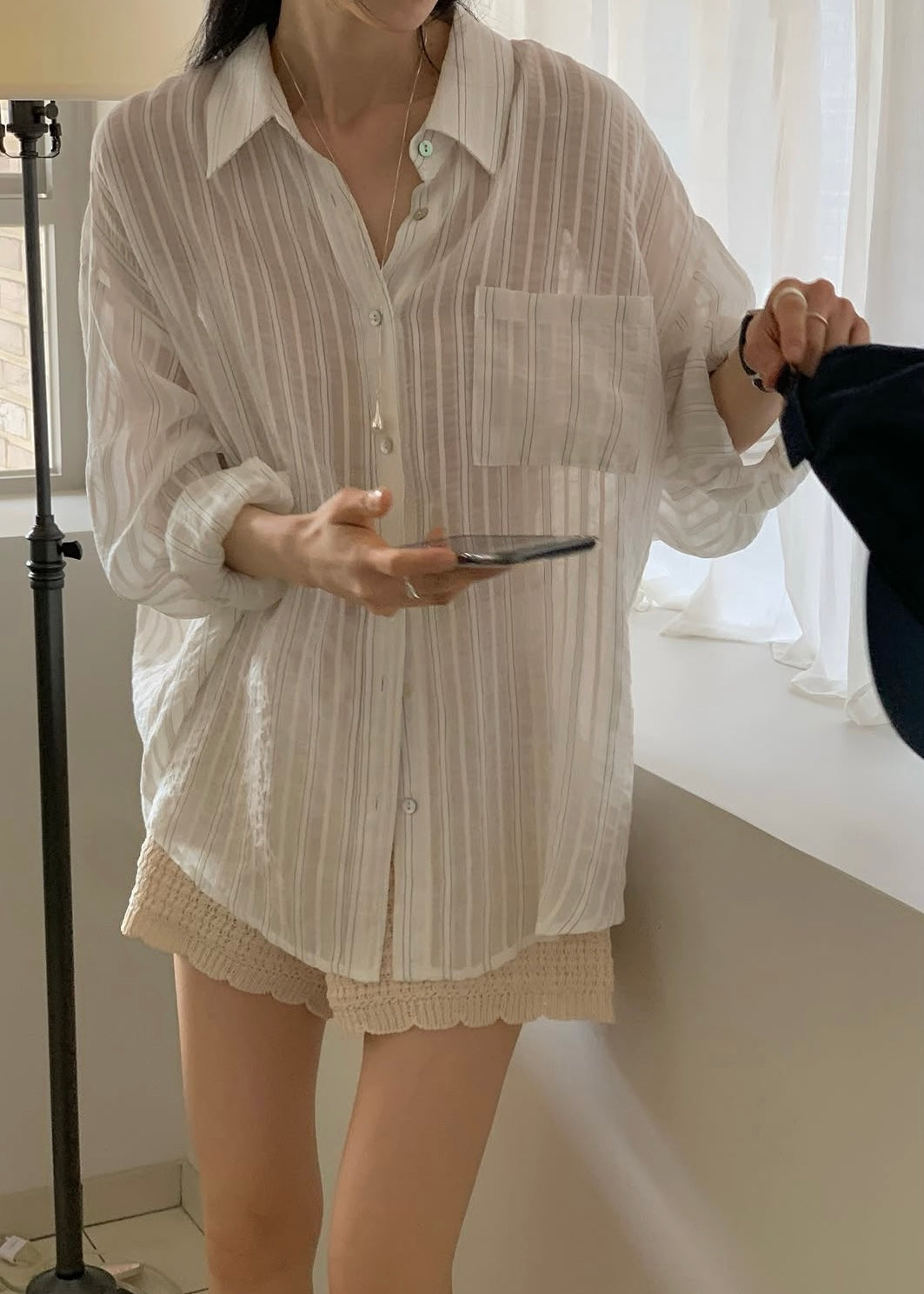 Wave edge knit shorts