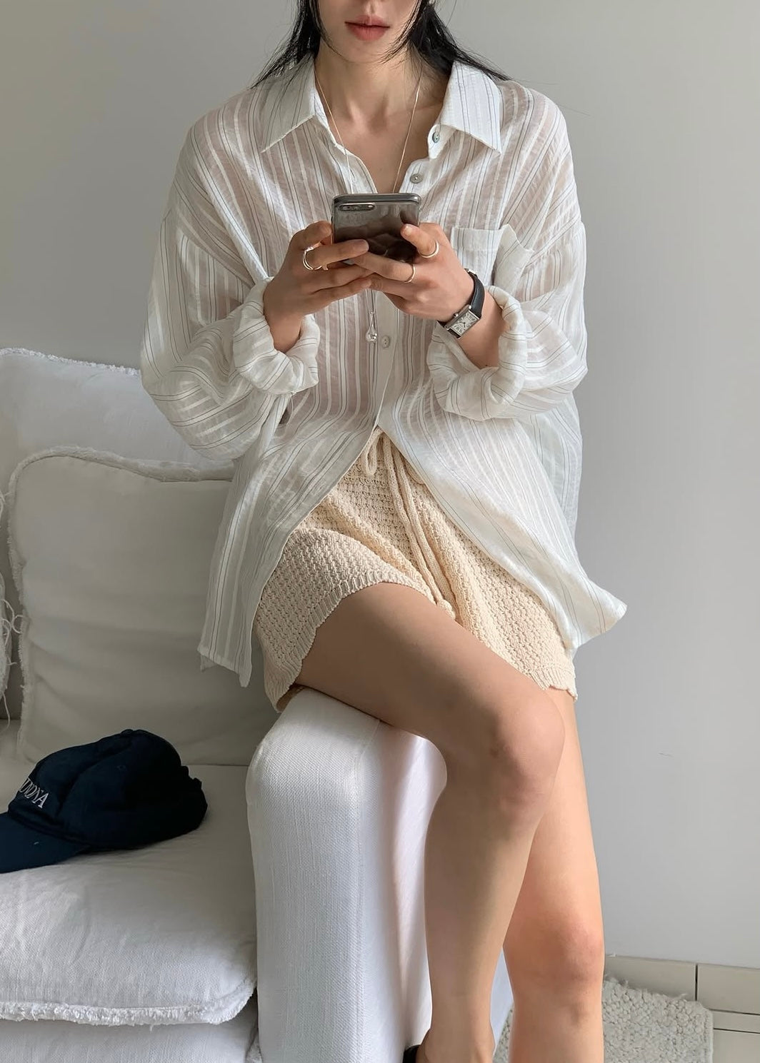 Wave edge knit shorts