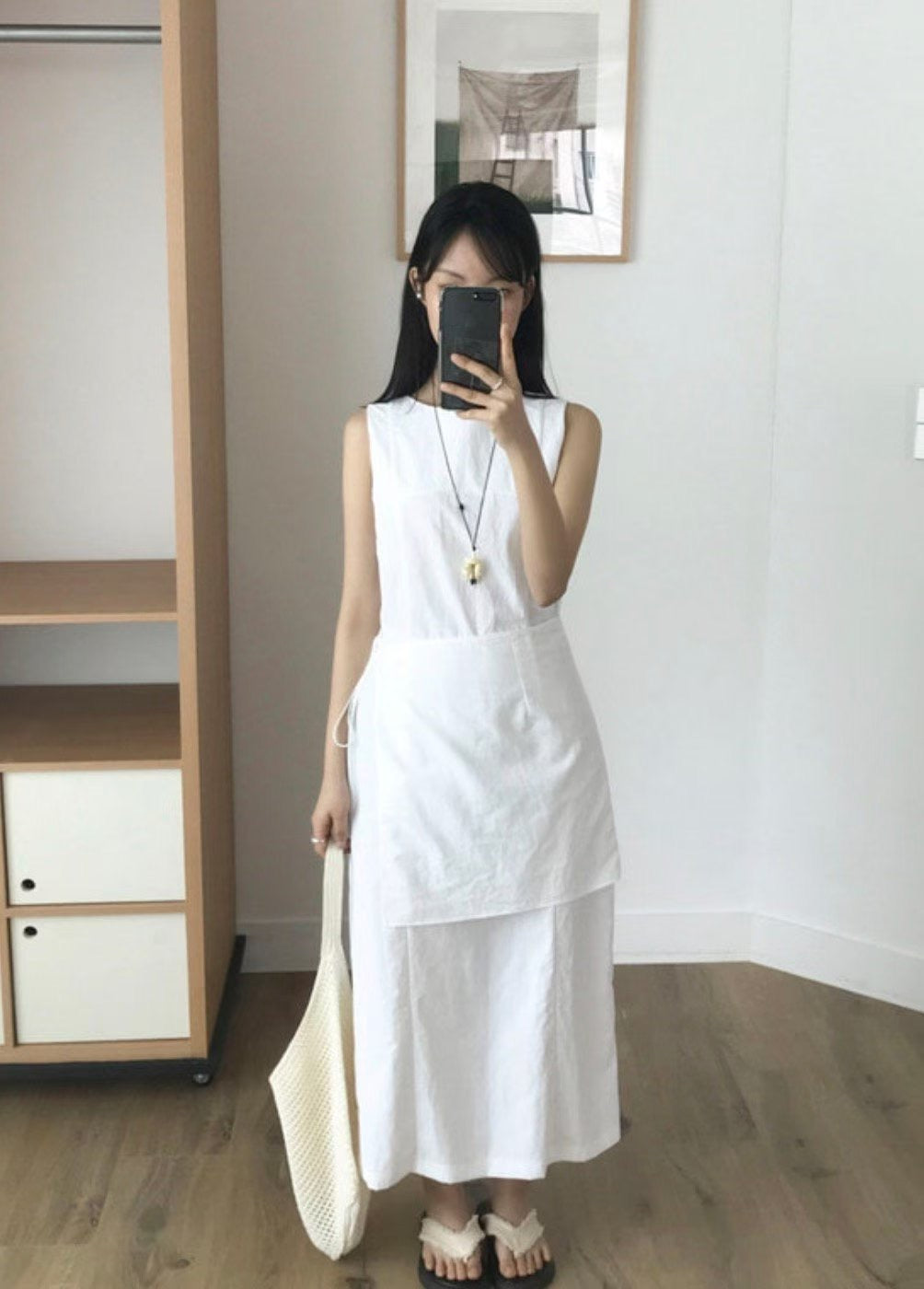 Apron layered sleeveless dress