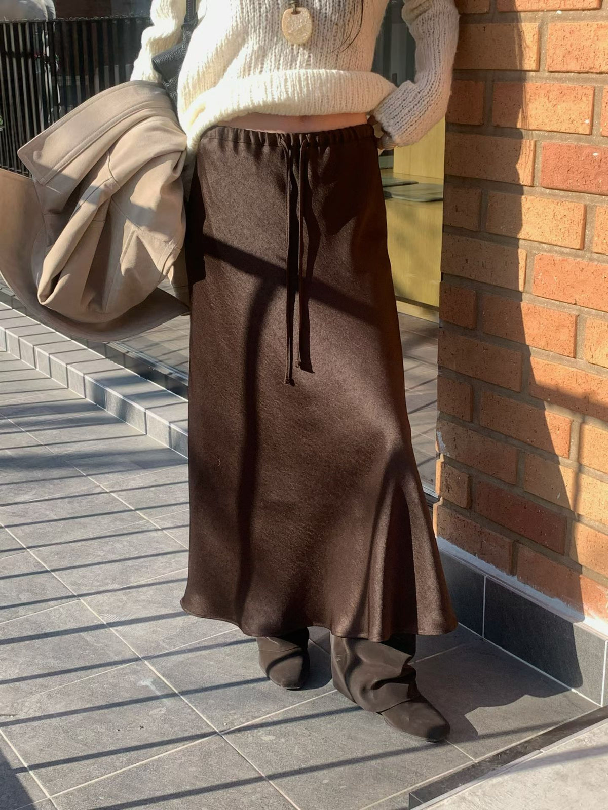Satin mini bell skirt