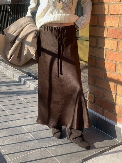 Satin mini bell skirt