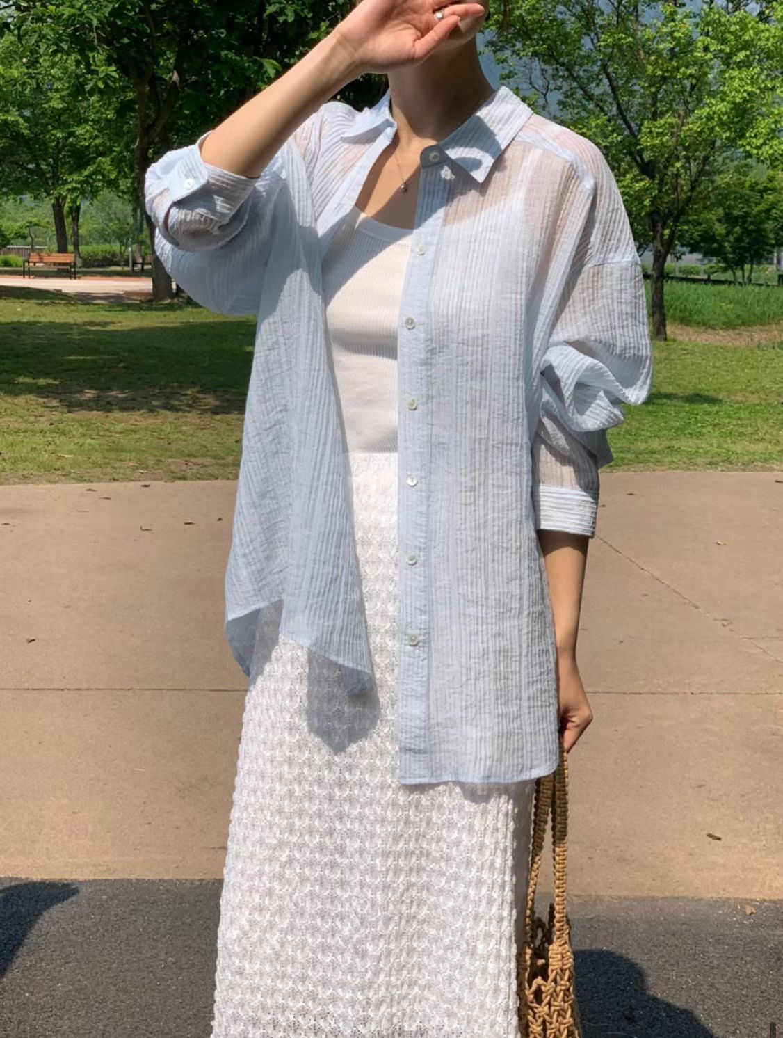 Crepe sunblock shirt