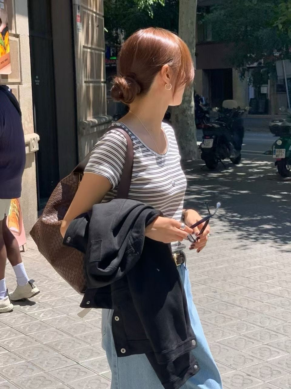 U-neck stripes mini tee