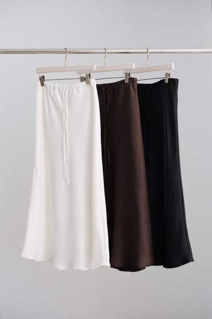 Satin mini bell skirt