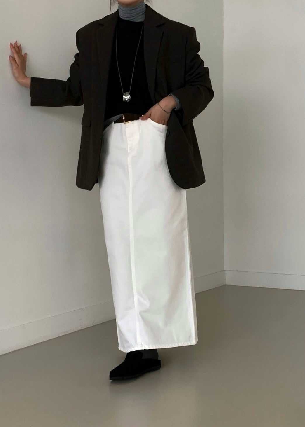 Straight A-line denim skirt