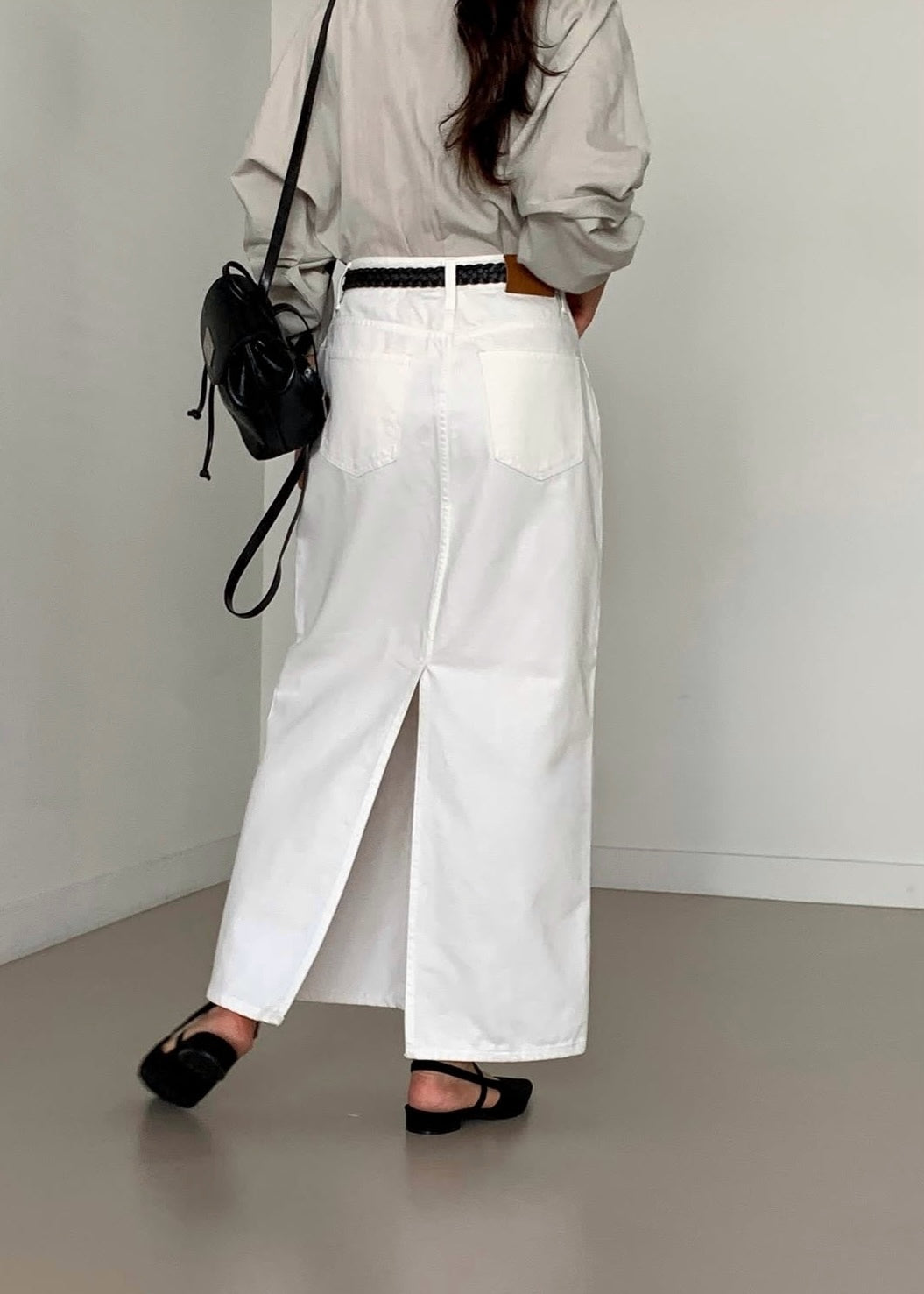 Straight A-line denim skirt