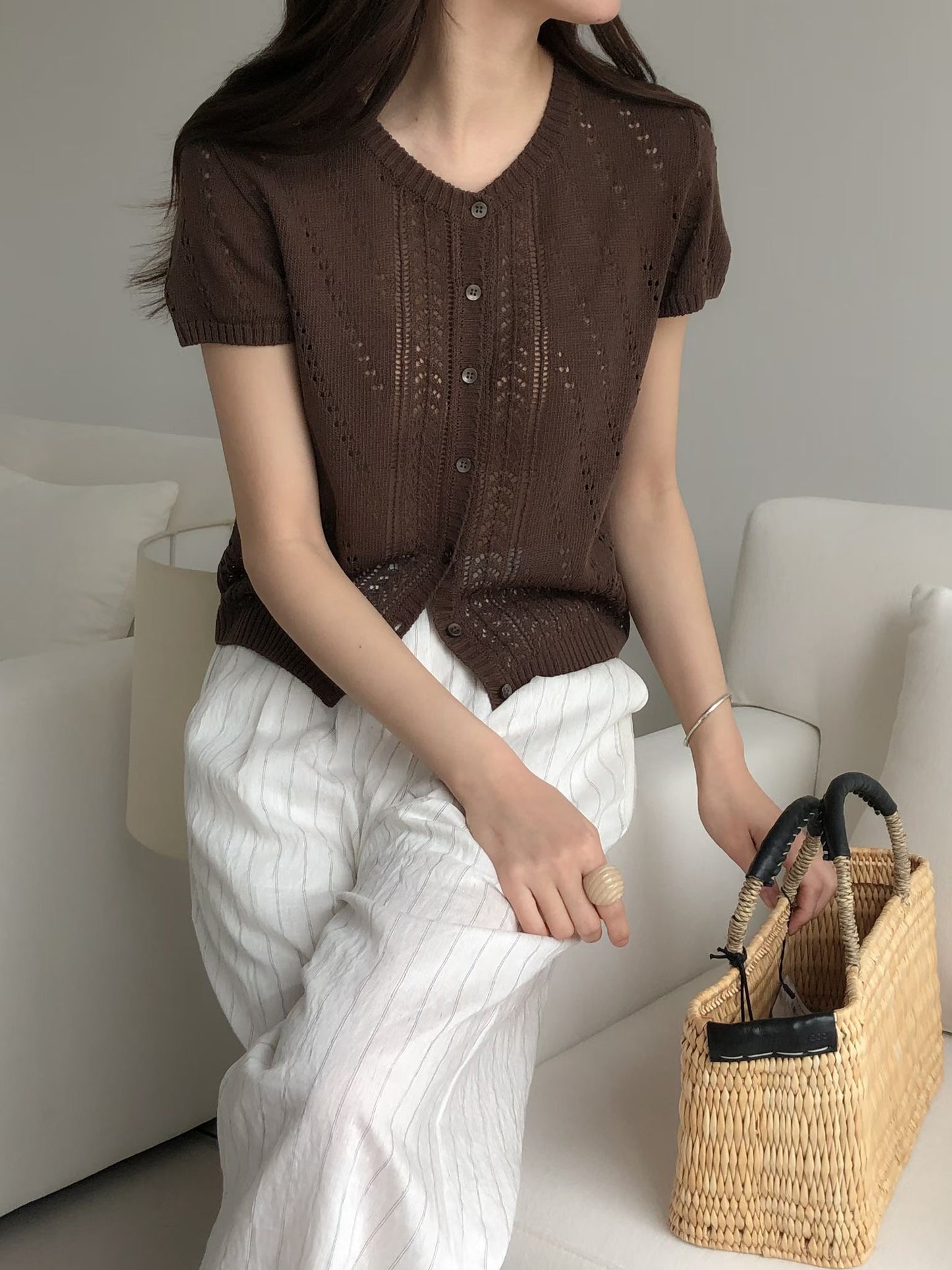 Knit pattern summer cardigan